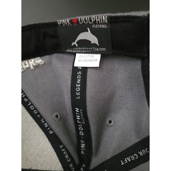 Pink + Dolphin Strapback Baseball Hat Patent Bill Embroidered P Logo Gray Black - Picture 6 of 8